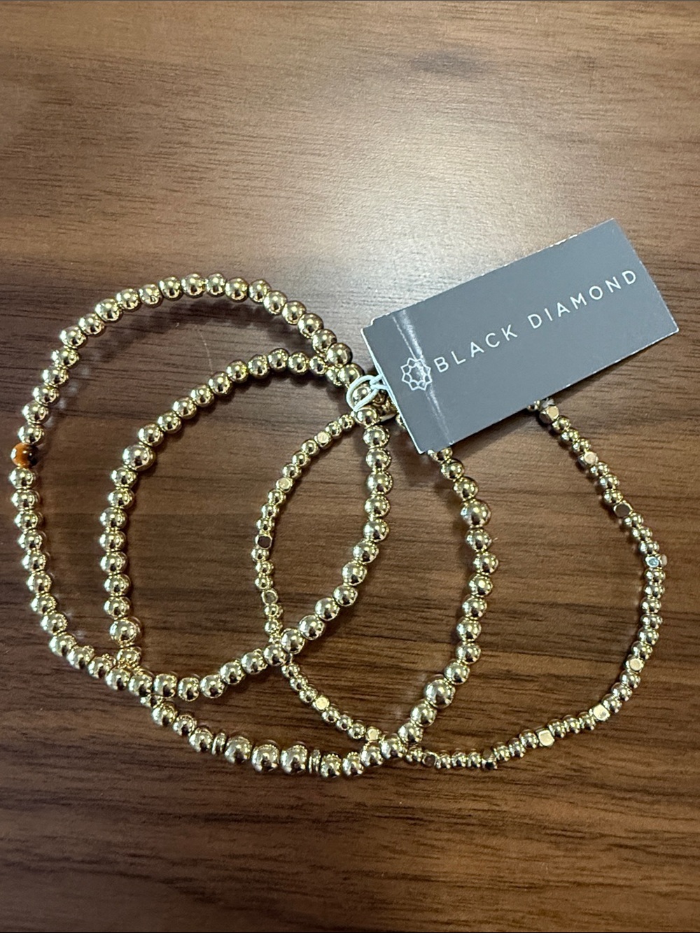Black Diamond Gold Bead Stretch Bracelet Set
